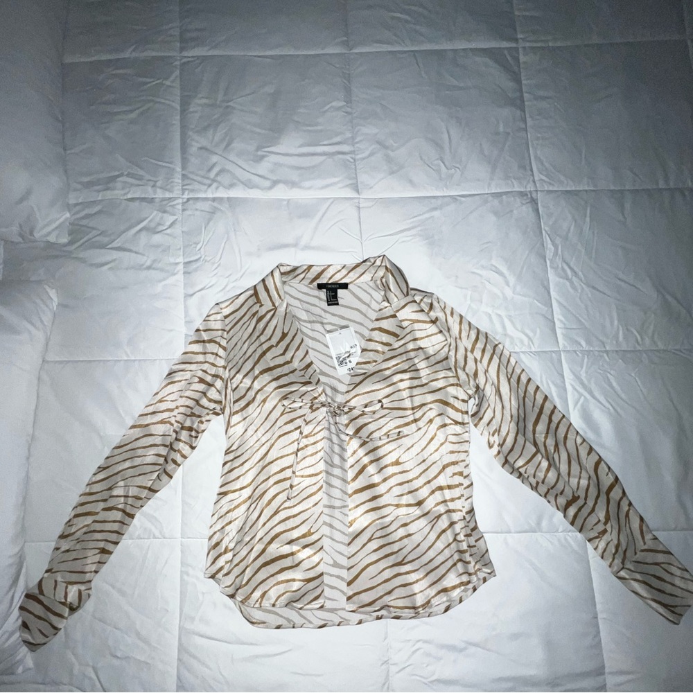 Forever 21 zebra print tie up blouse.